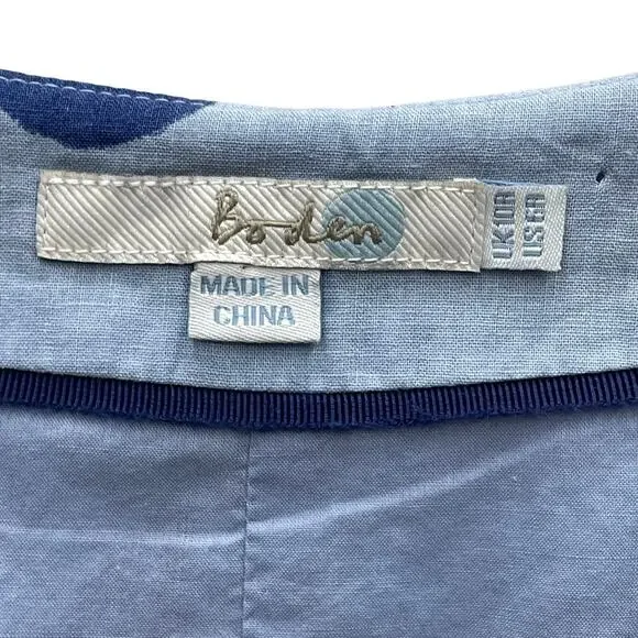 Boden Lois Linen Blend Blue Polka Dot Sleeveless Fit & Flare Dress Size 6R - Picture 6 of 12